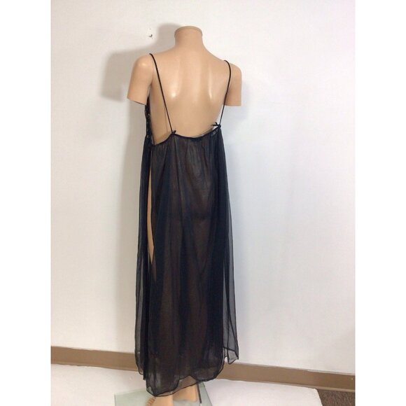 Lily of France Vintage Black Sheer Nightgown Made in USA Womens Small - Picture 4 of 8